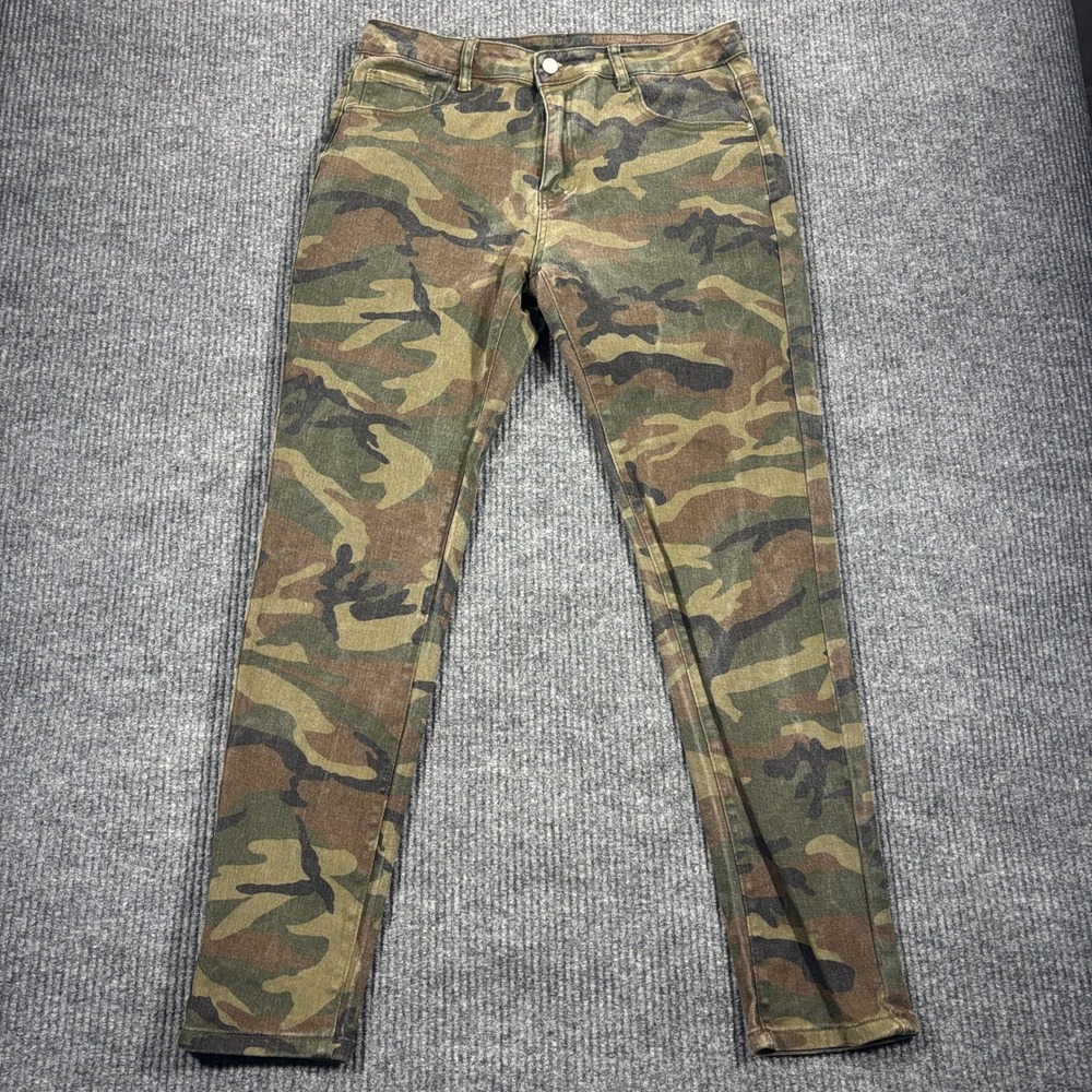 SHEIN Skinny Jeans Women Size 36 Green Camo Print High Rise Stretch - Picture 2 of 10